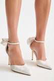 Charmed Satin Bow Heel White