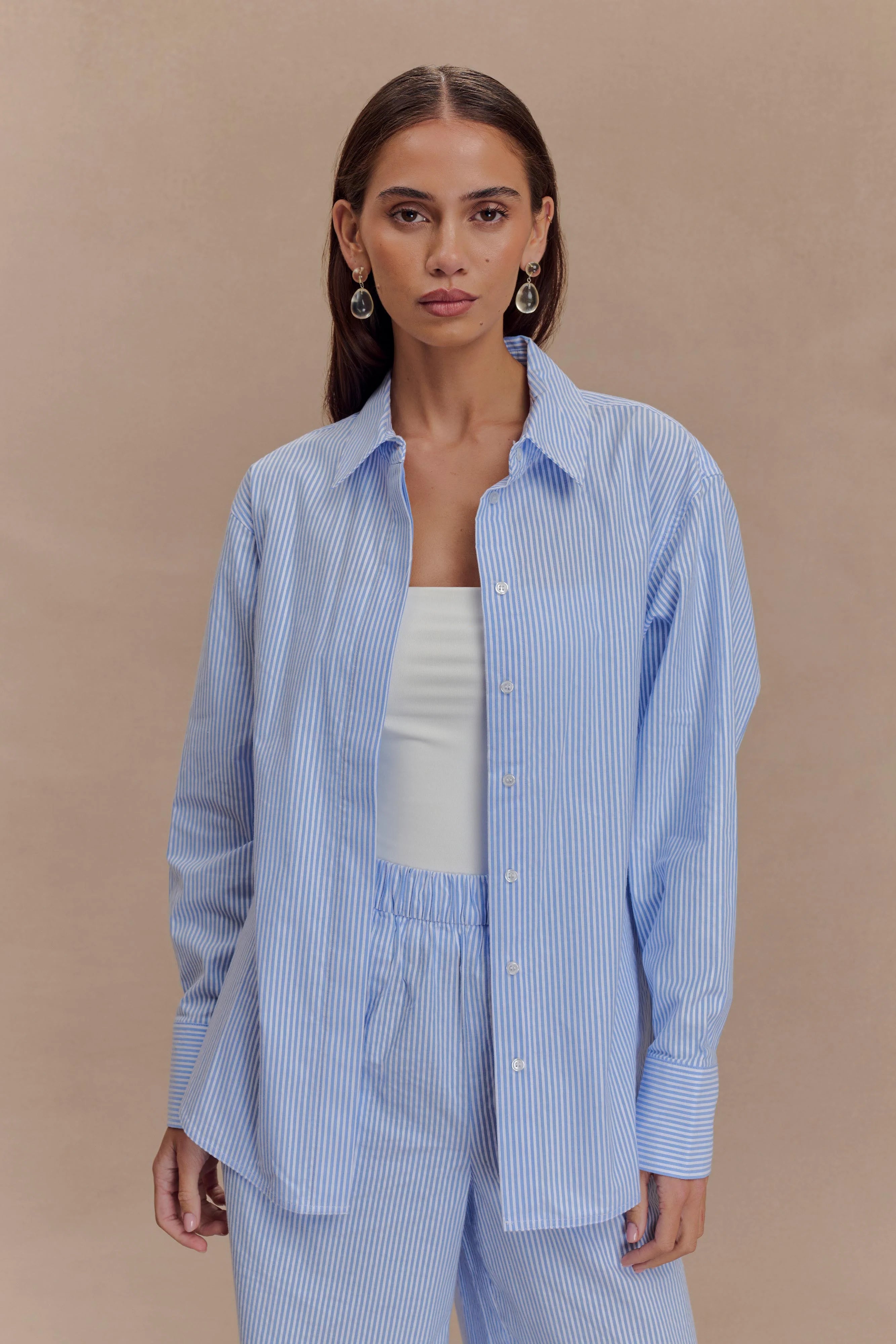 Hansen Oversized Shirt Blue Pinstripe