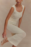 Madeline Scallop Knit Midi Skirt Ivory