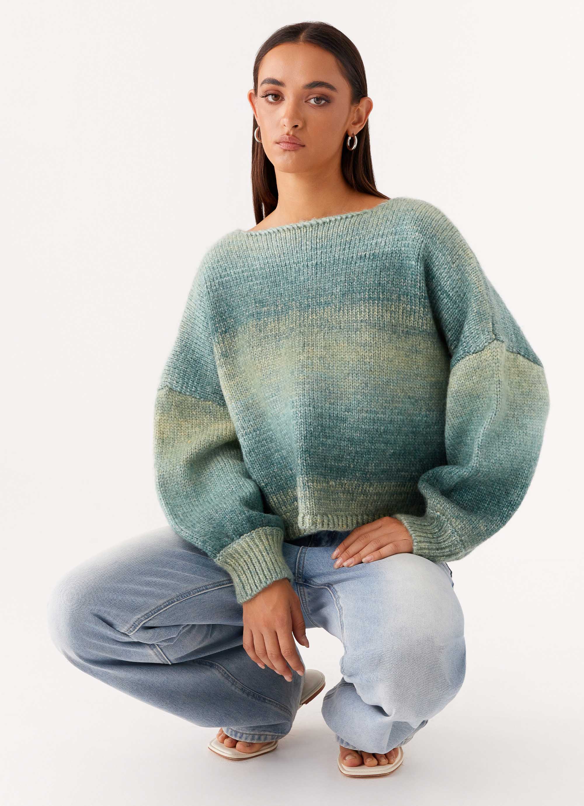 Lynne Oversized Jumper Green Ombre