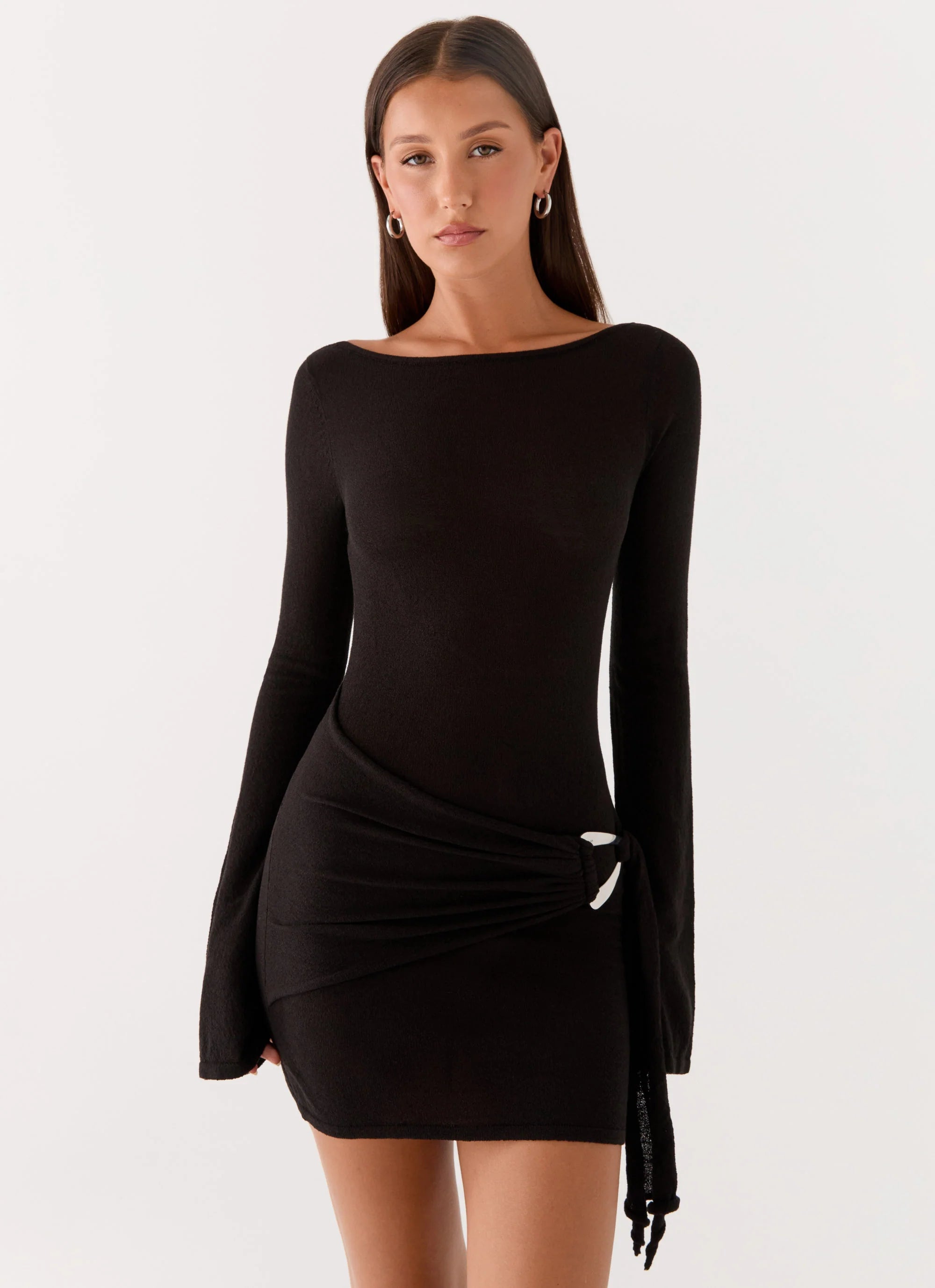 Niella Long Sleeve Wrap Mini Dress Black