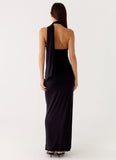 Velvet Vacation Scarf Maxi Dress Black
