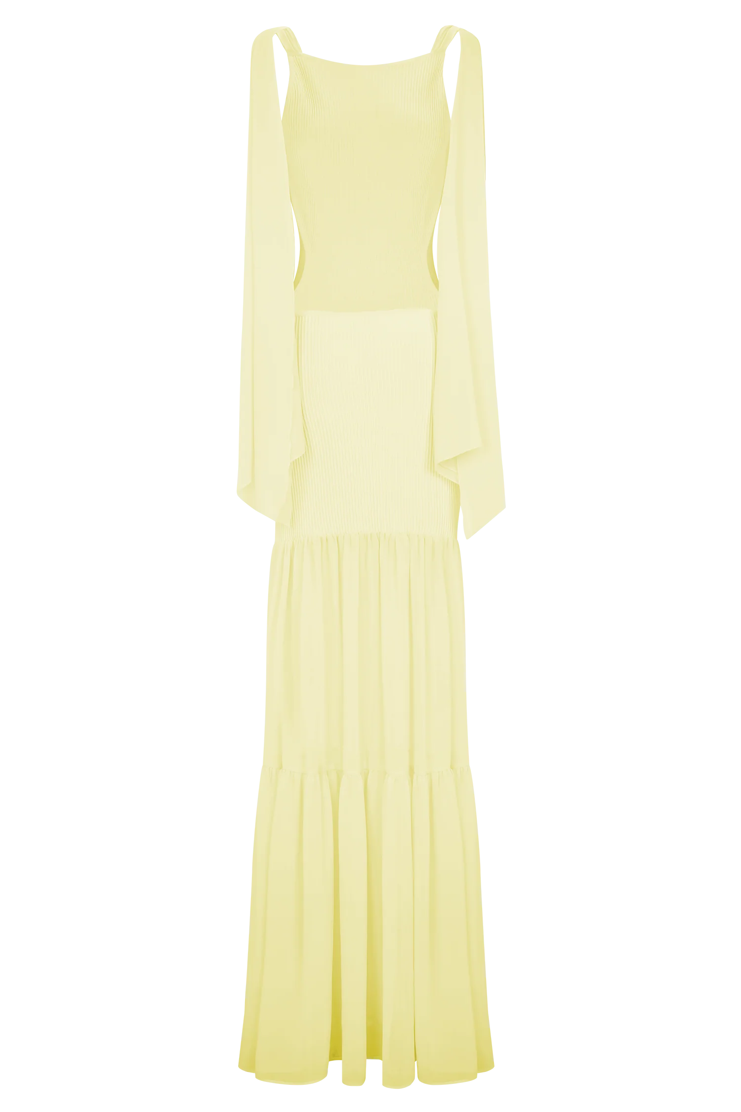Haille Knit Chiffon Maxi Dress Lemon