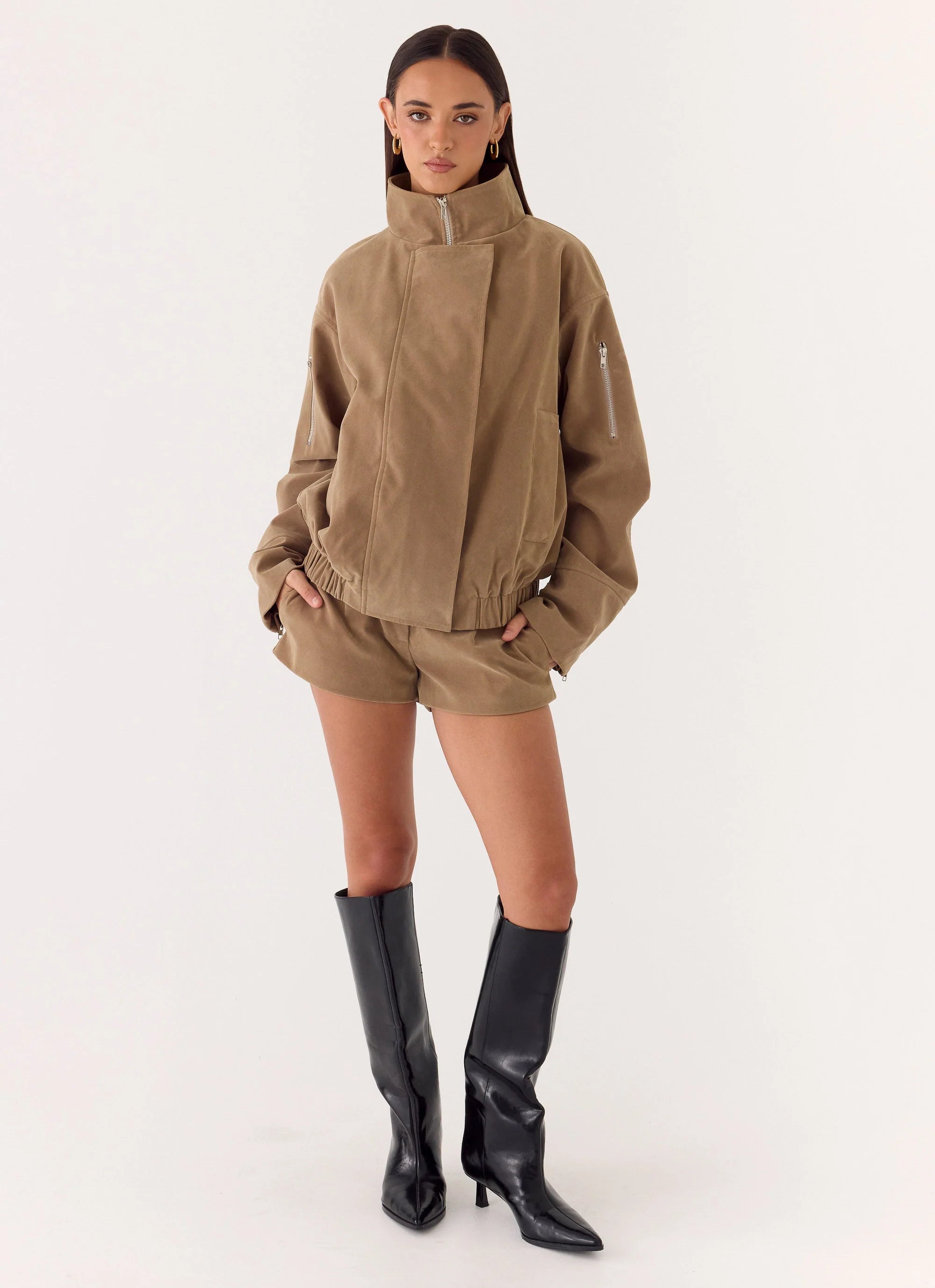 Marlow Faux Suede Jacket Taupe