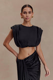 Zendaya Silk Crop Top Black