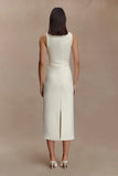 Norah Sleeveless Crepe Midi Dress Ivory