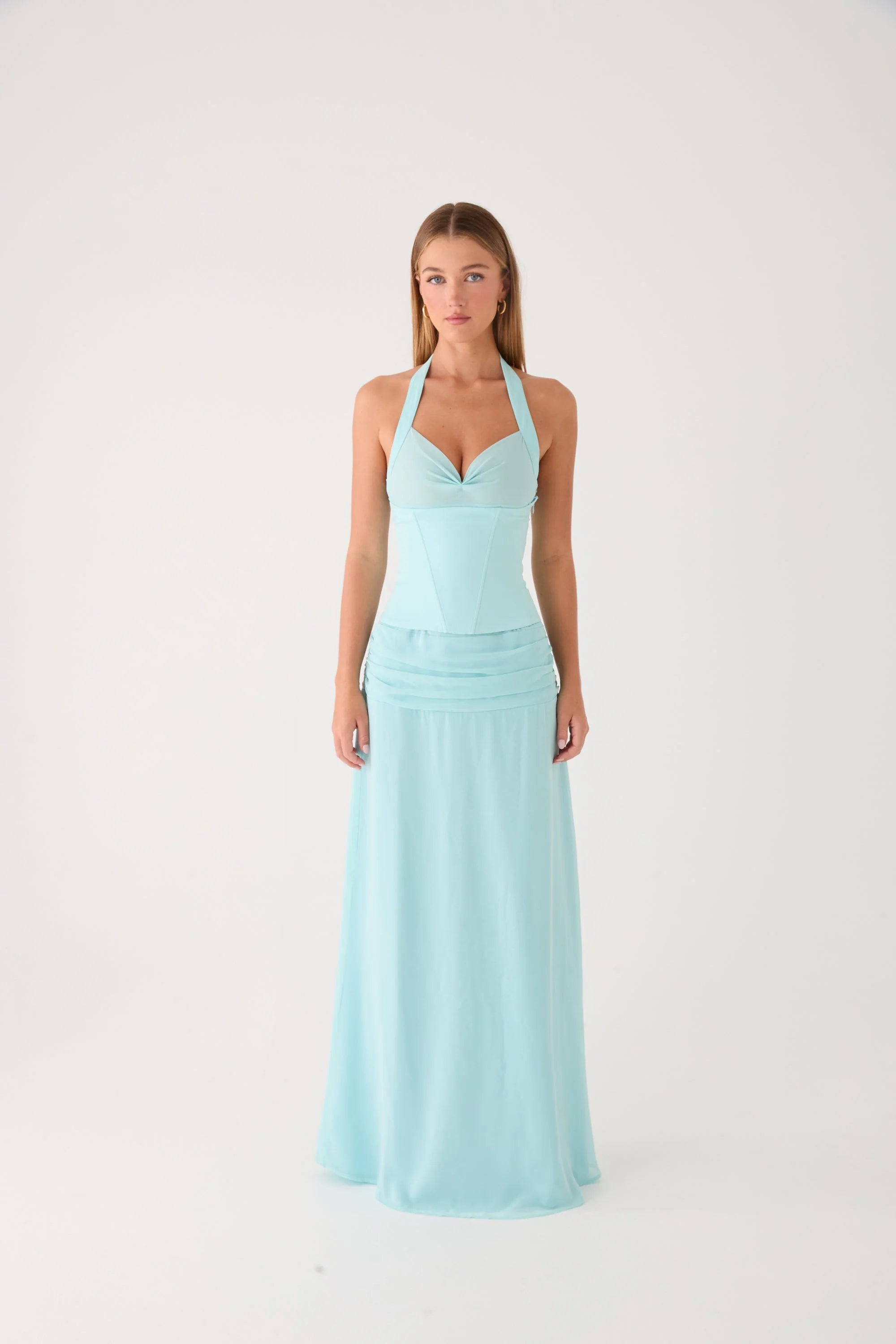 Soneva Corset Maxi Dress Aqua
