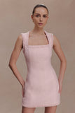 Lea Tweed Sleeveless Mini Dress Baby Pink