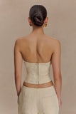 Ebony Embroidered Denim Corset Cream