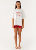 Born To Have Fun Oversized Graphic Tee Pink Bunny