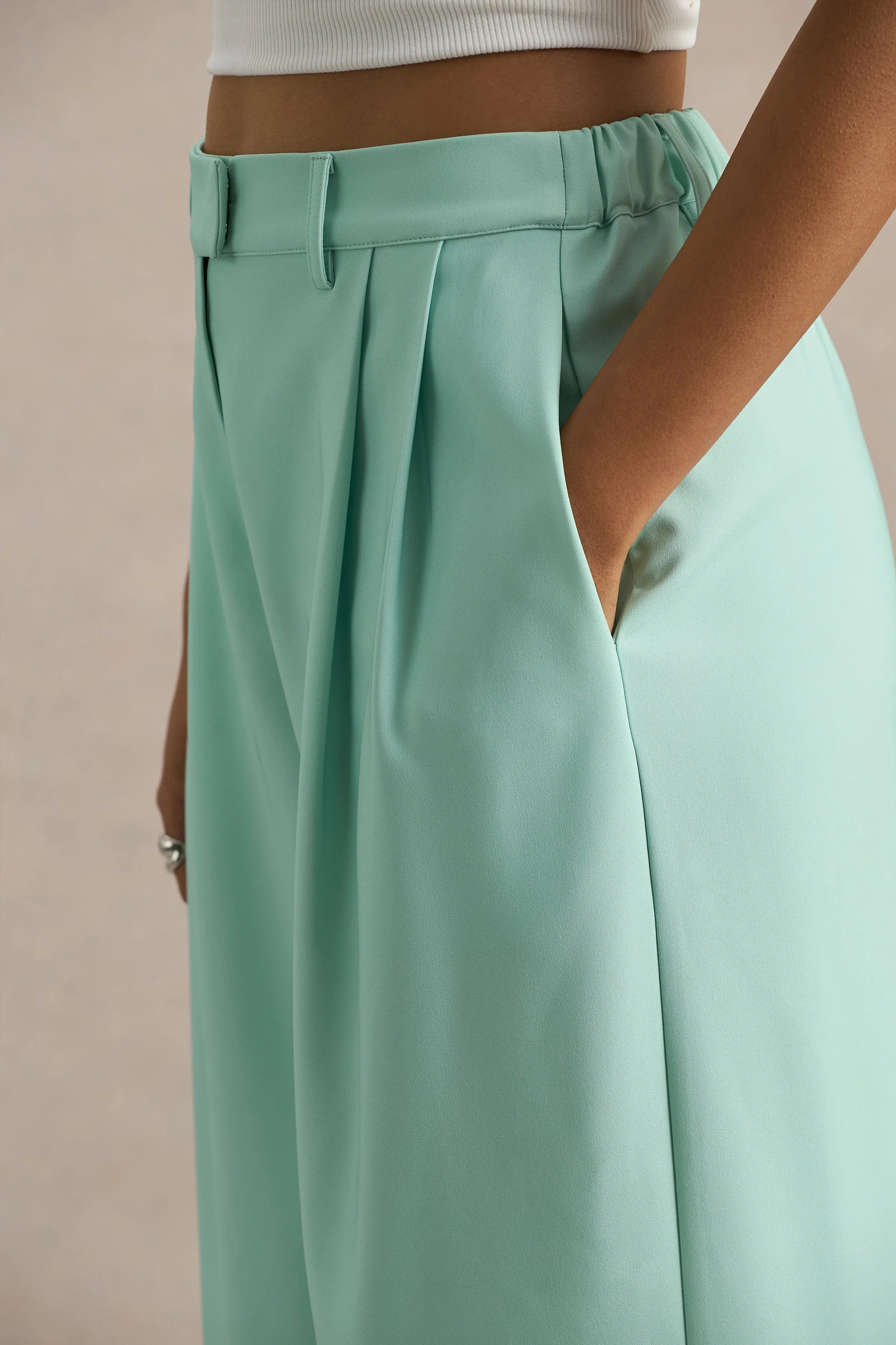 Safia Emerald Ombre Satin Wide Leg