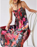 Women Boho Floral Maxi Dress Backless Spaghetti Strap A Line Flowy Summer Vacation Long Dress
