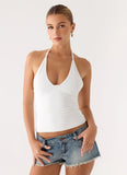 Roll Out Halter Top White