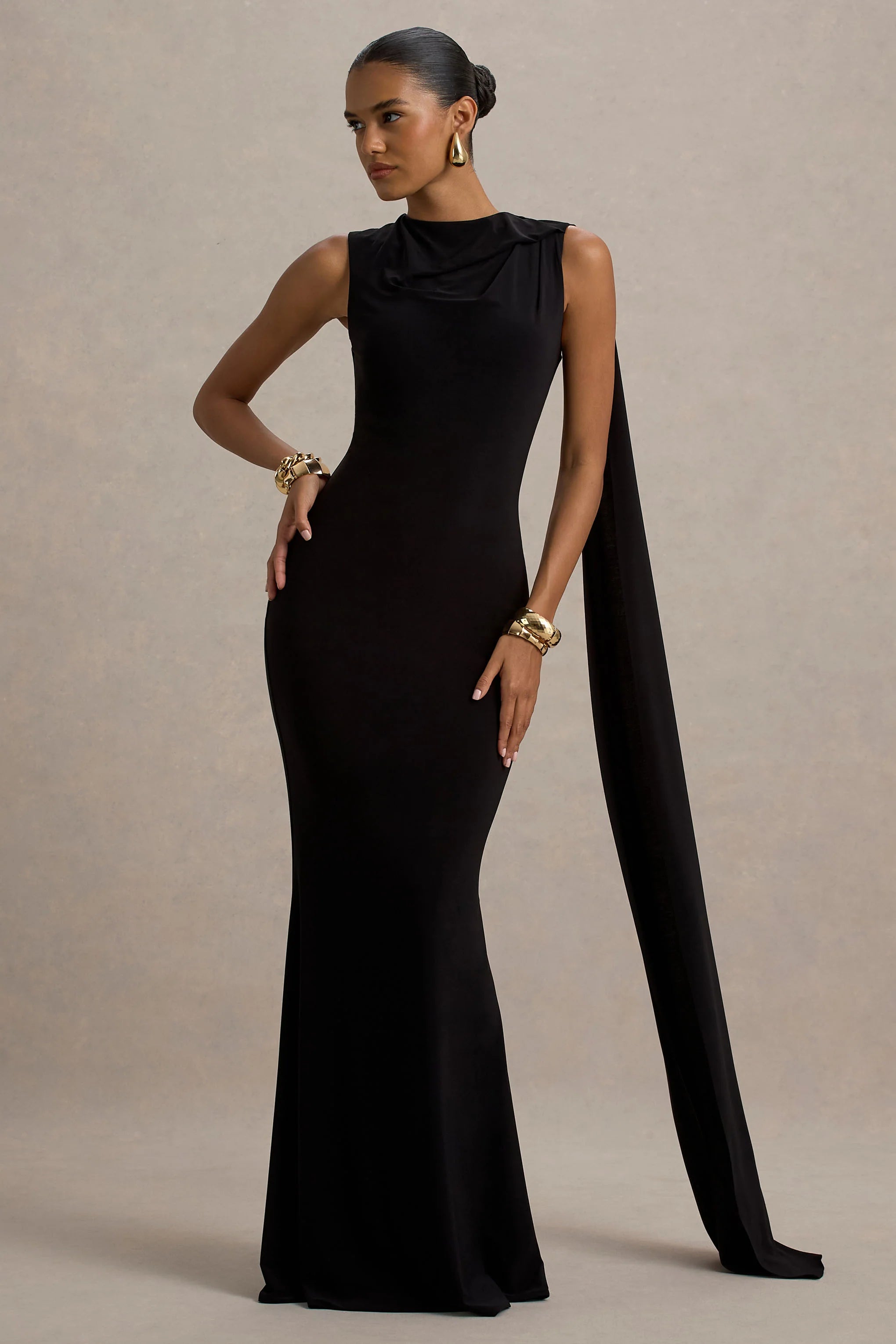 Mia Black Maxi Dress With Sash