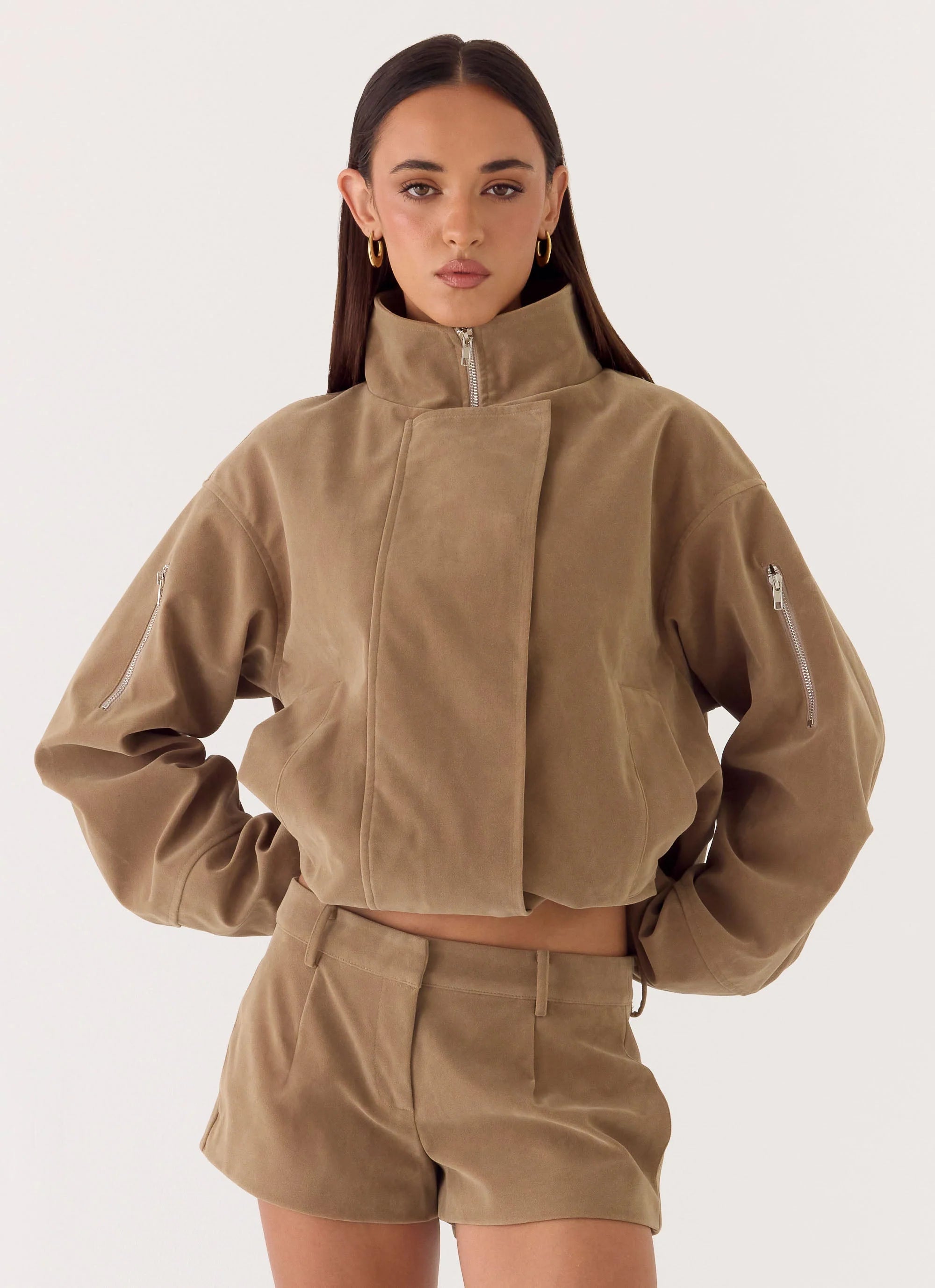 Marlow Faux Suede Jacket Taupe