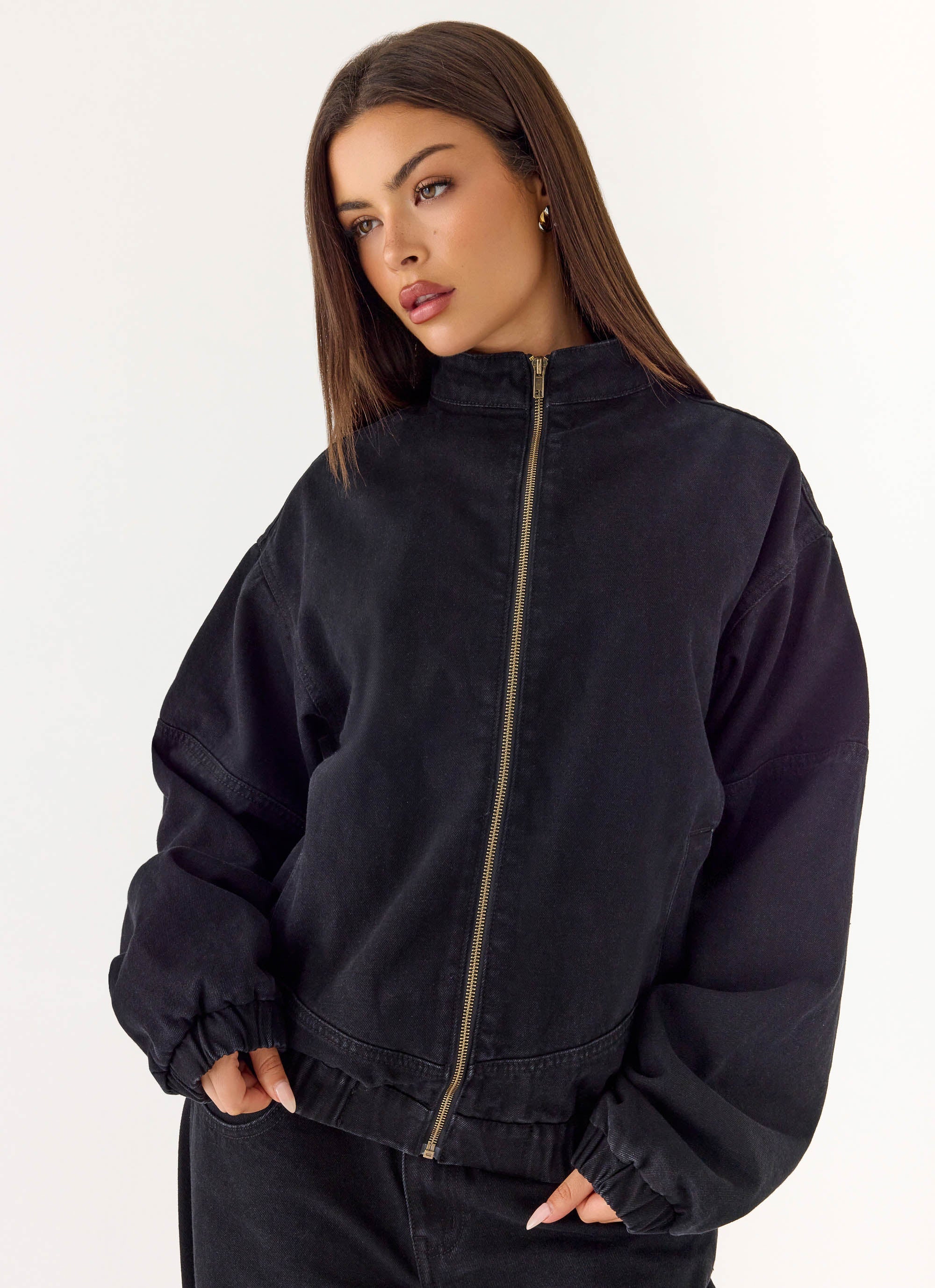 Waylon Denim Bomber Jacket Black