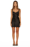 Marbelle Black Satin Mini Dress