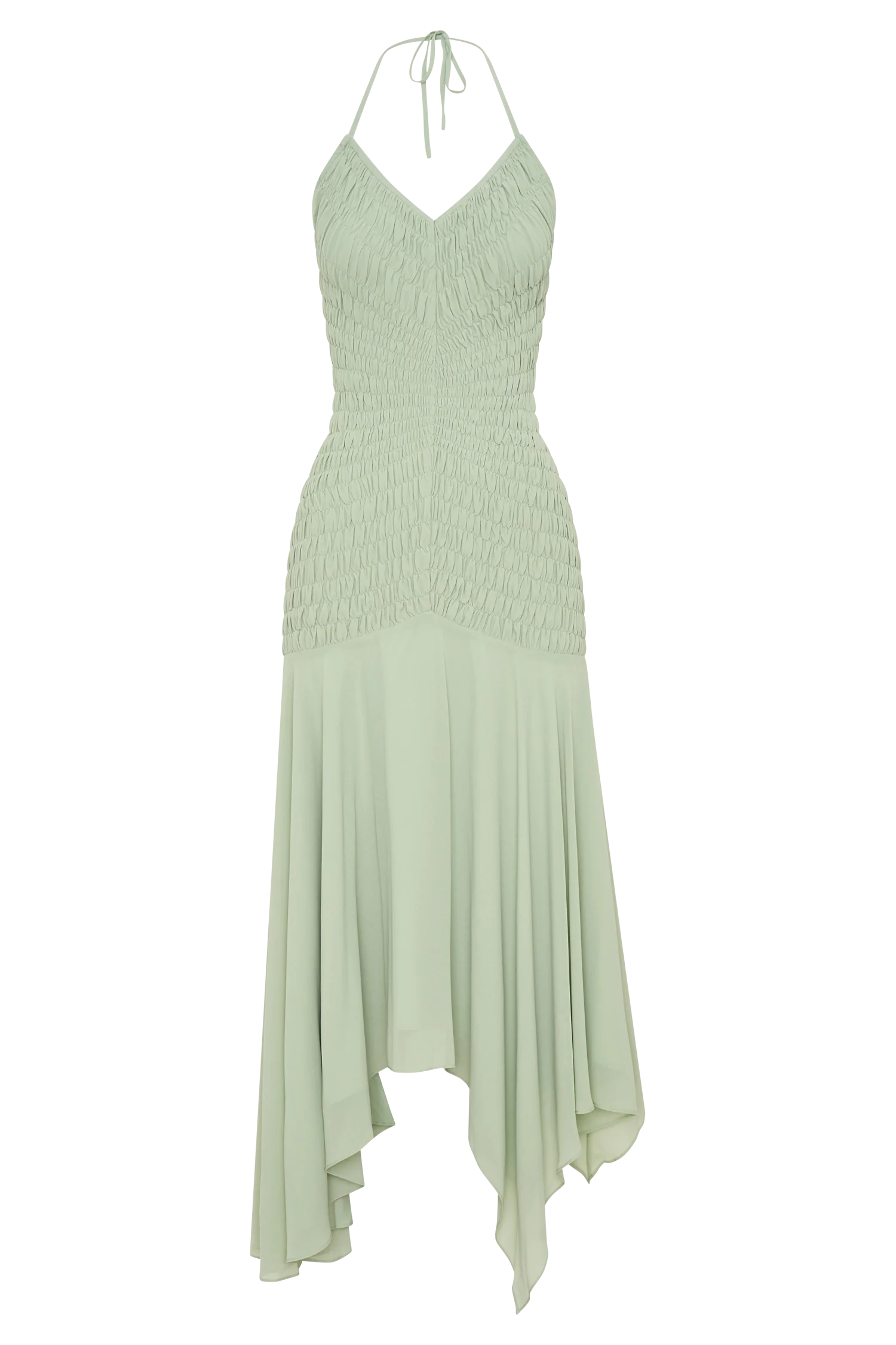 Evelyn Shirred Chiffon Maxi Dress Sage