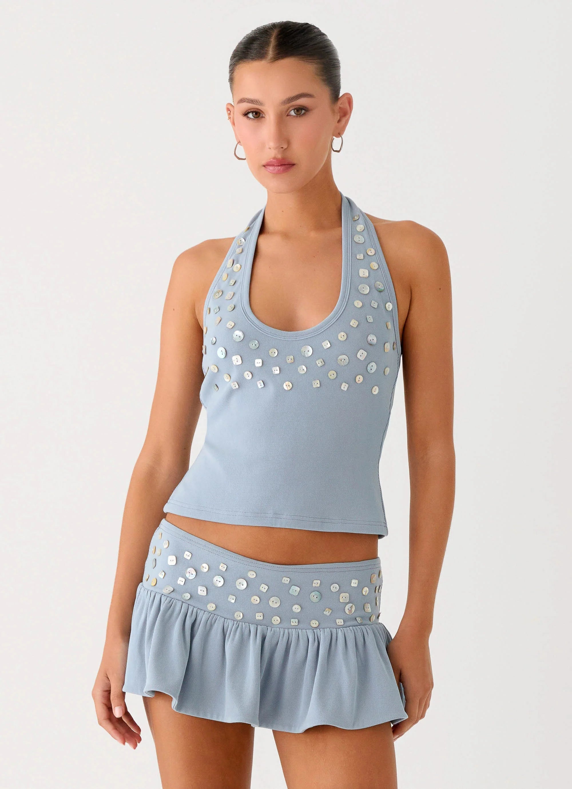 Vegas Nights Halter Neck Top Blue