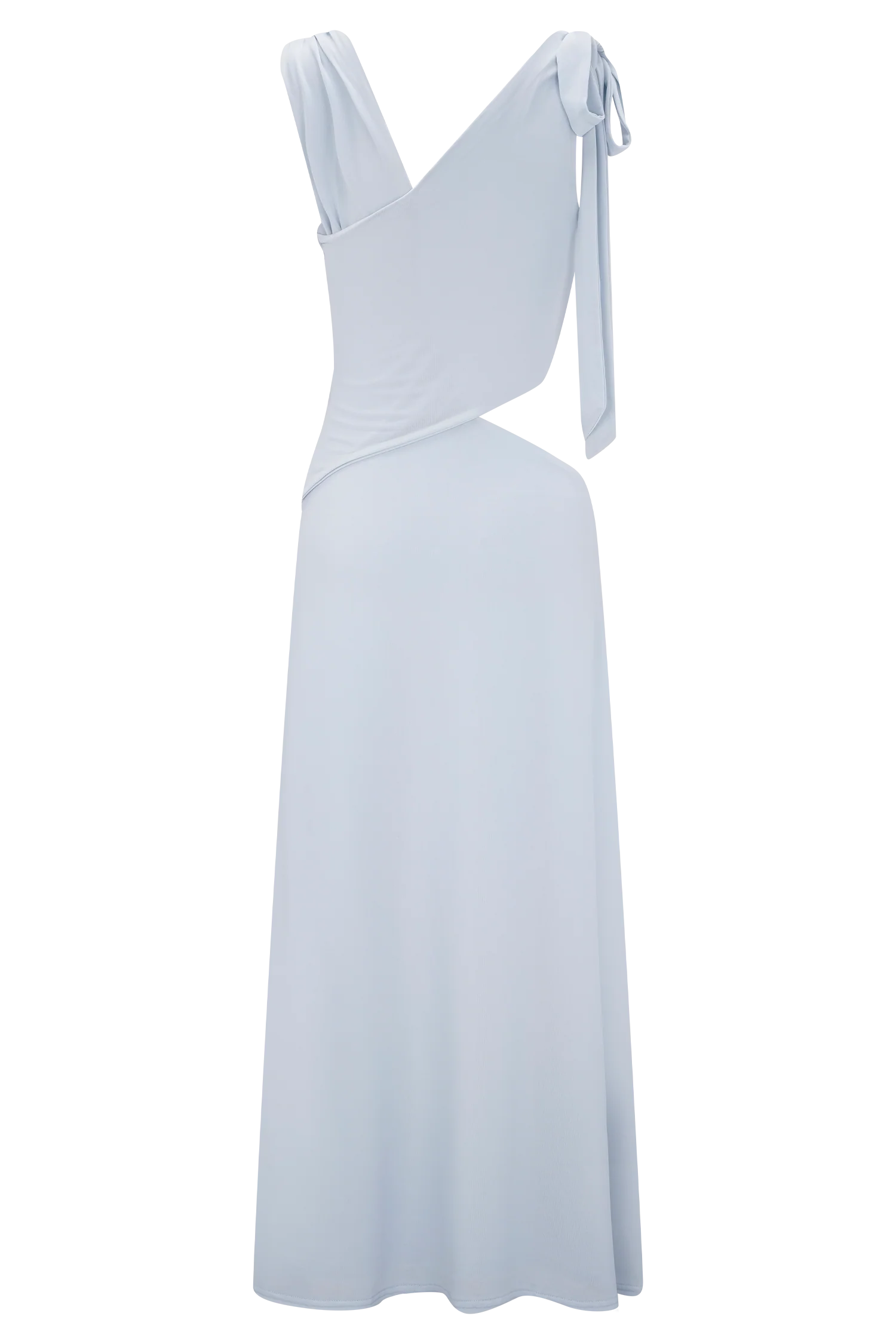 Raleigh Asymmetrical Slinky Midi Dress Pale Blue