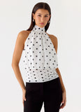 Willow Chiffon Top White Polkadot
