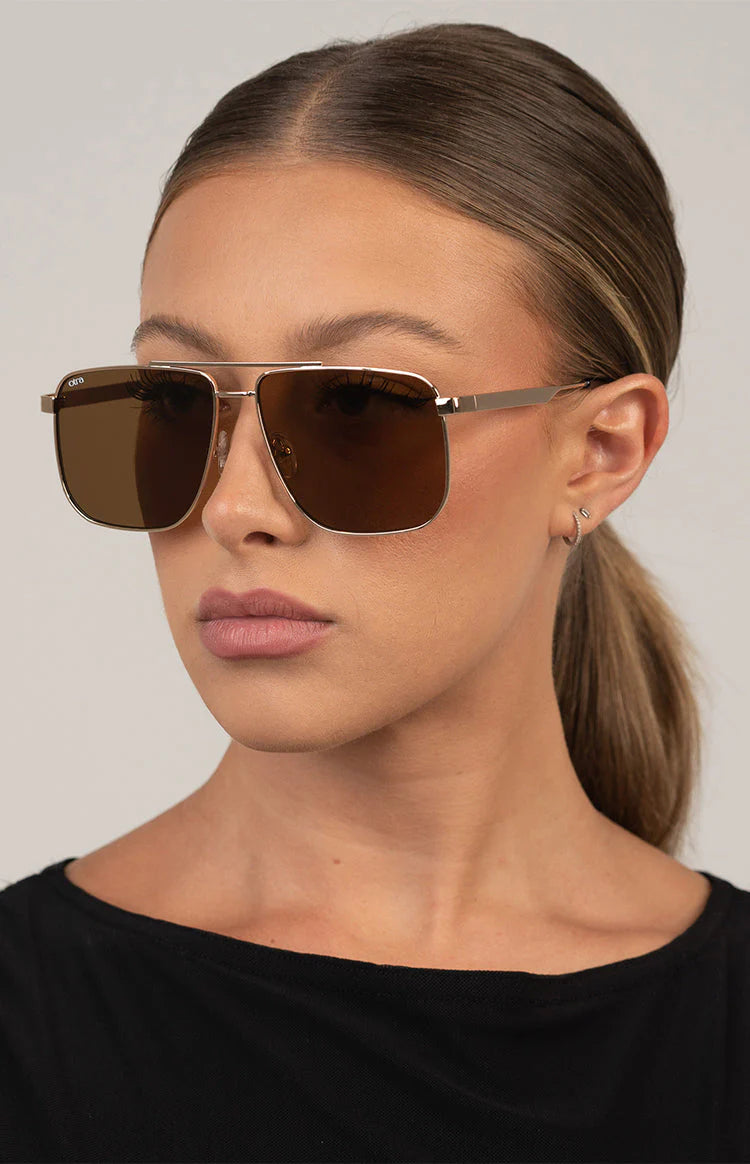 Otra Eyewear Sorrento Brown Gold Aviator Sunglasses