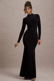 Tova Black High Neck Long Sleeve Maxi Dress