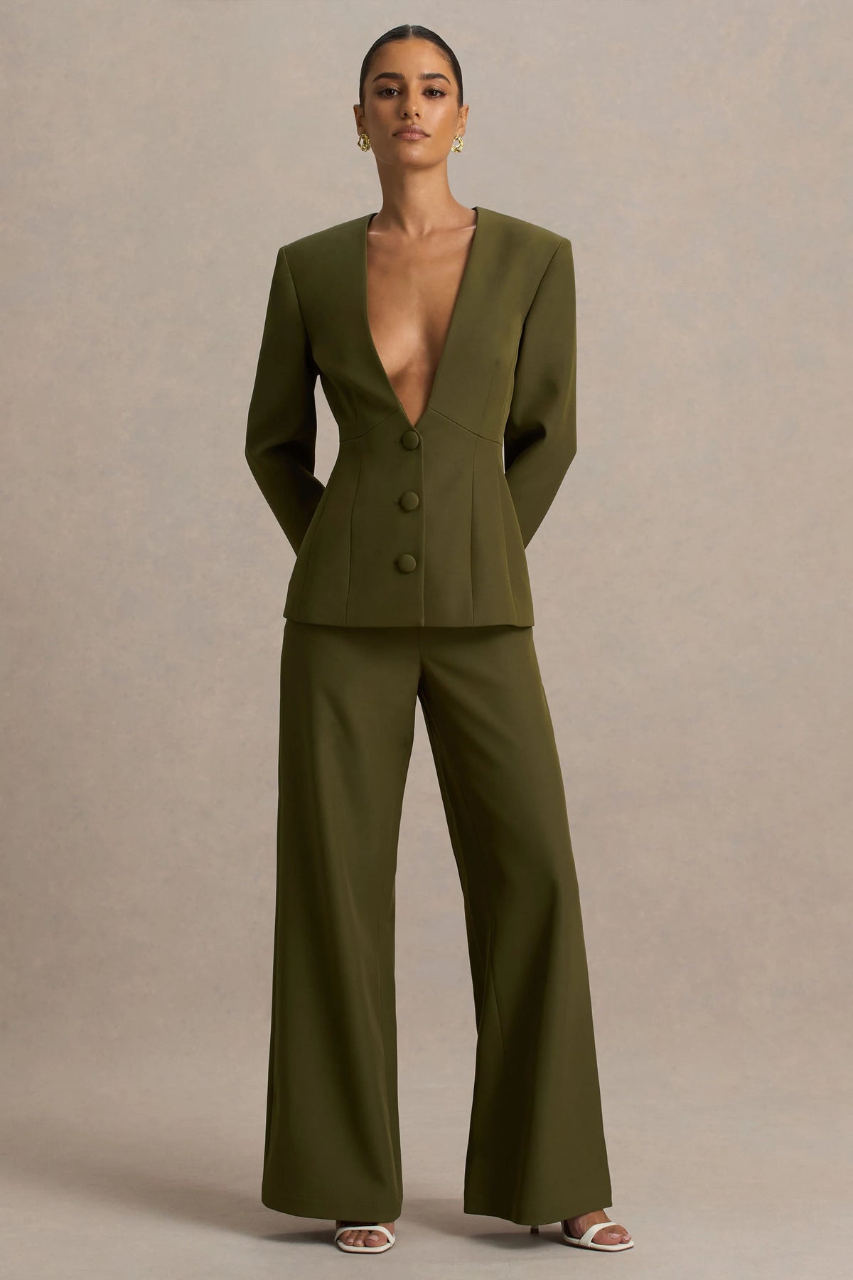 Silvia Olive Straight Leg Trousers