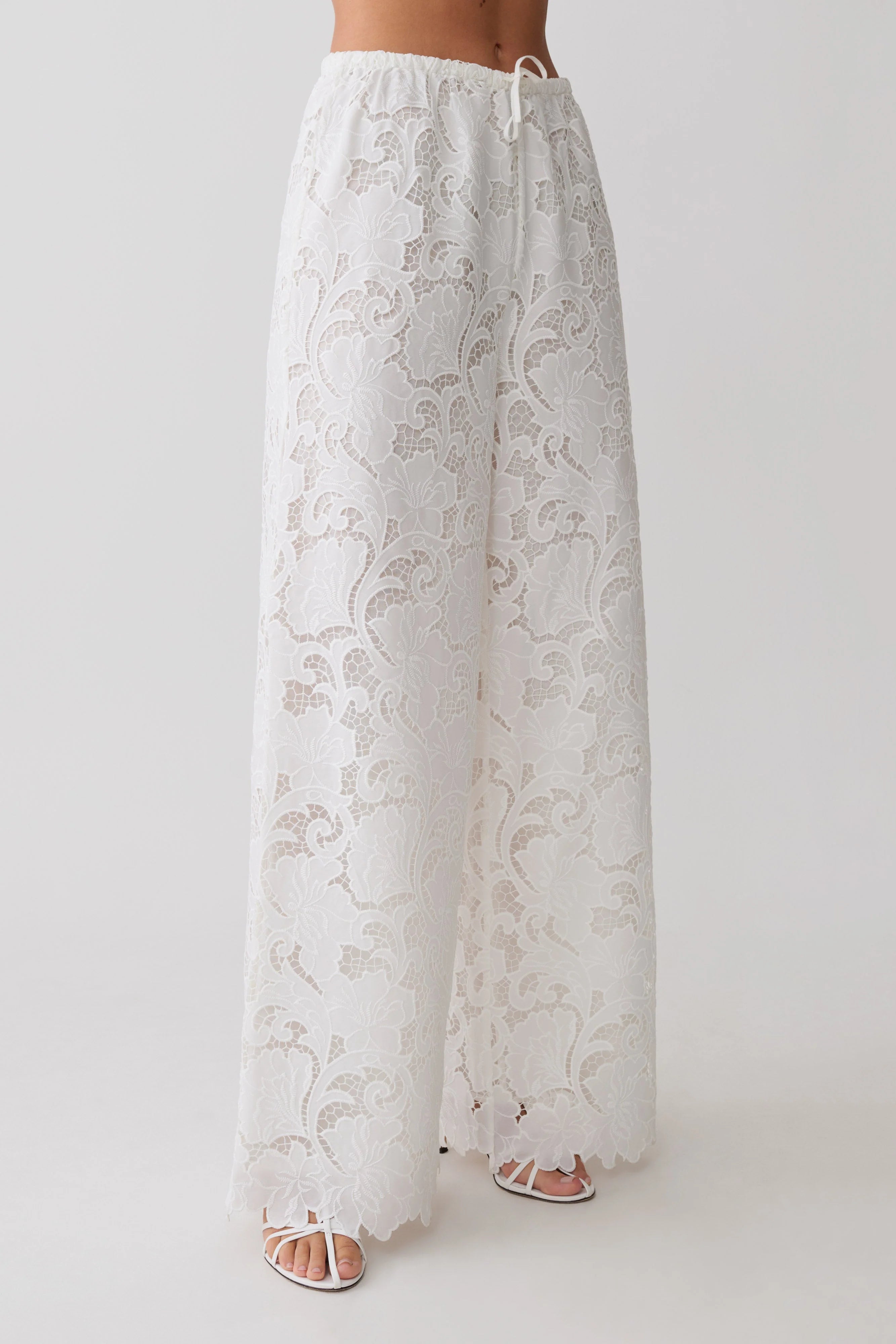 Tessa Broderie Straight Leg Pants White