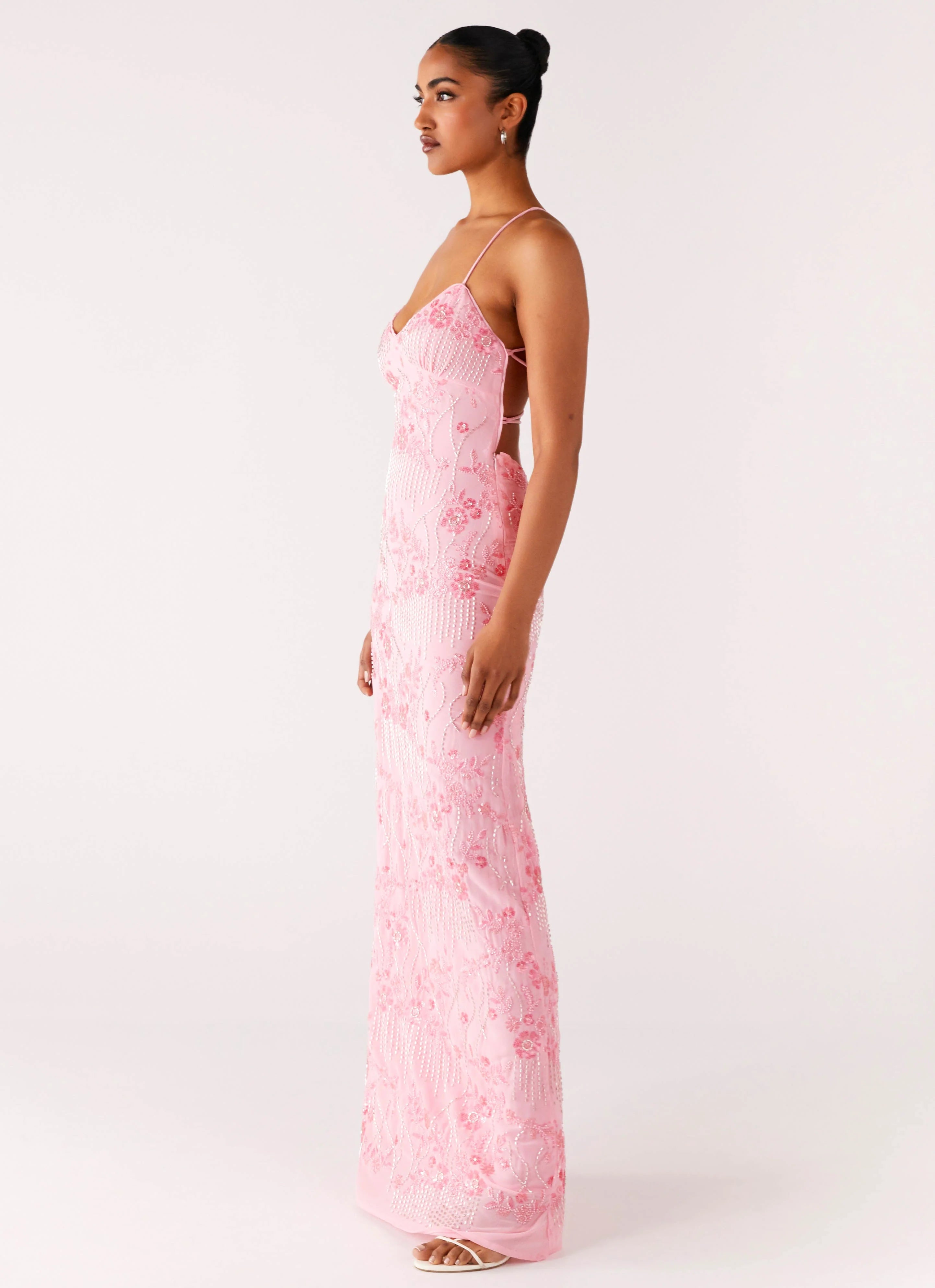Vietta Sequin Cami Maxi Dress Pink