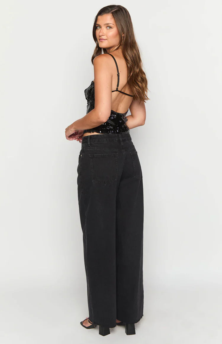 Shes Yours Black Wide Leg Boyfriend Jeans