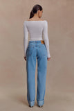 Paedyn Merino Wool Ribbed Long Sleeve Top Ivory