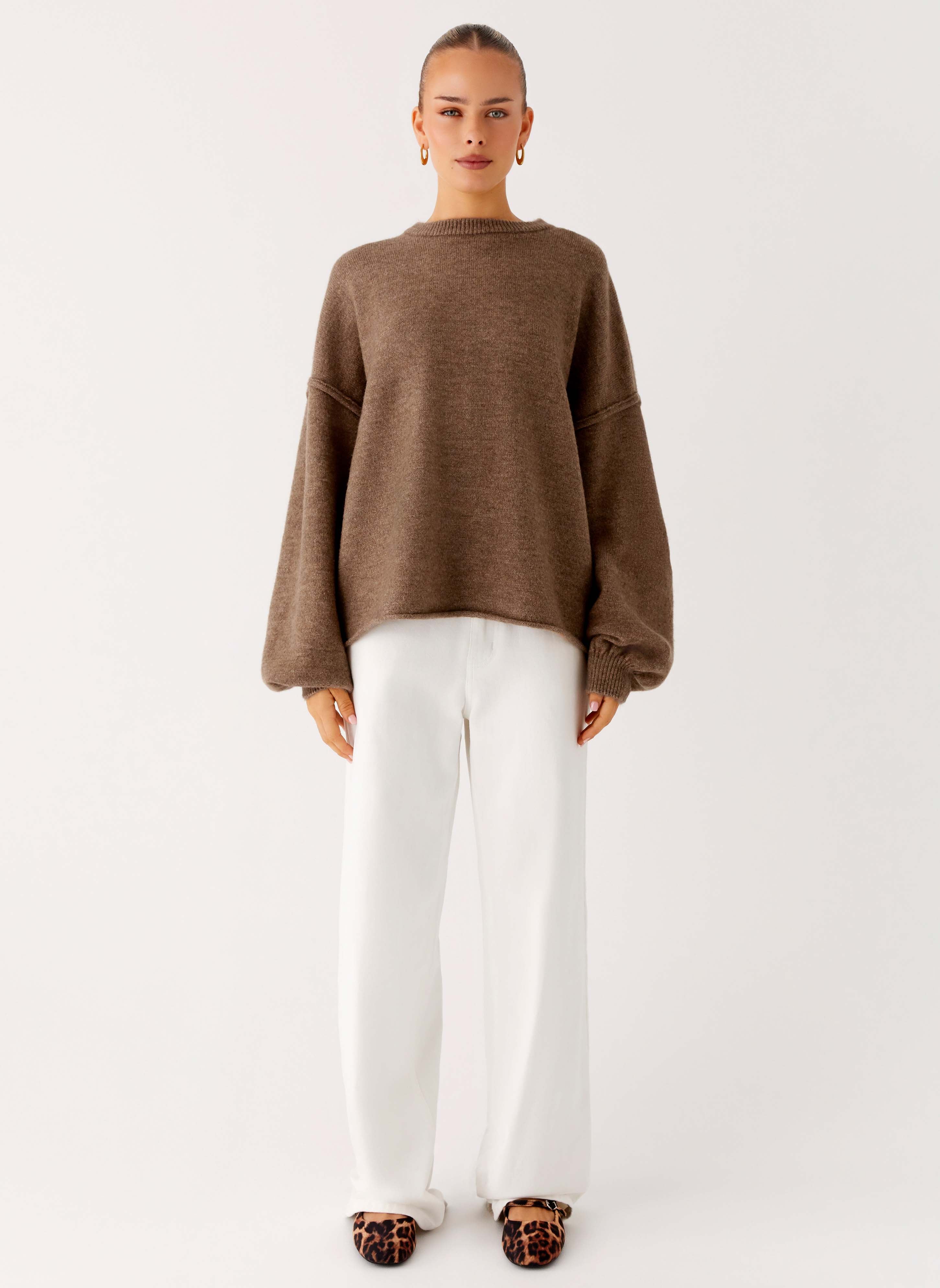 Jack Oversized Knit Sweater Tan Marle