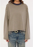 Women Striped Long Sleeve Shirt Crewneck Cropped Pullover Top Fall Winter Vintage Sweatshirt Streetwear