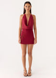Annalise Beaded Mini Dress Wine