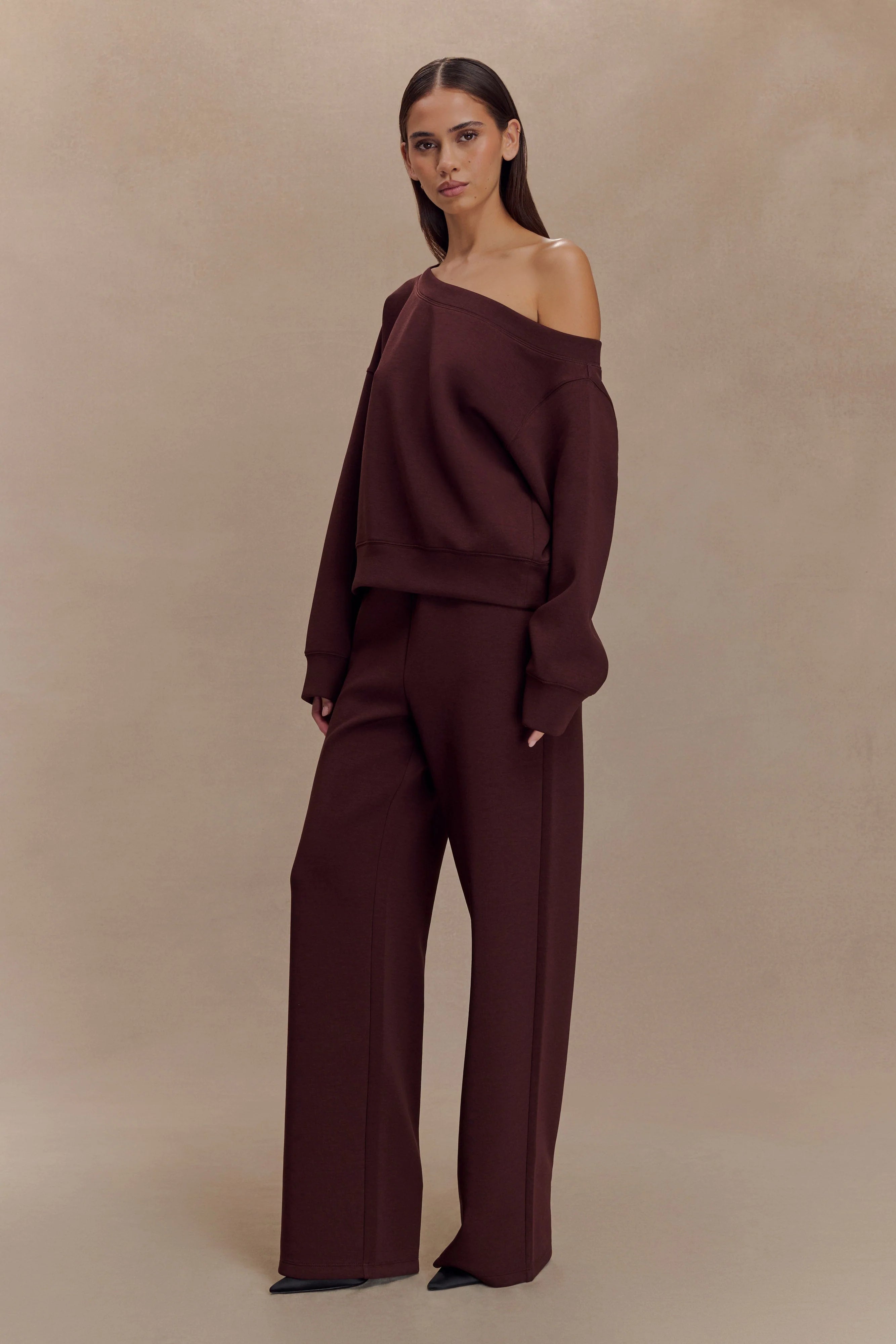 Aiden Slouchy Crew Jumper Chocolate