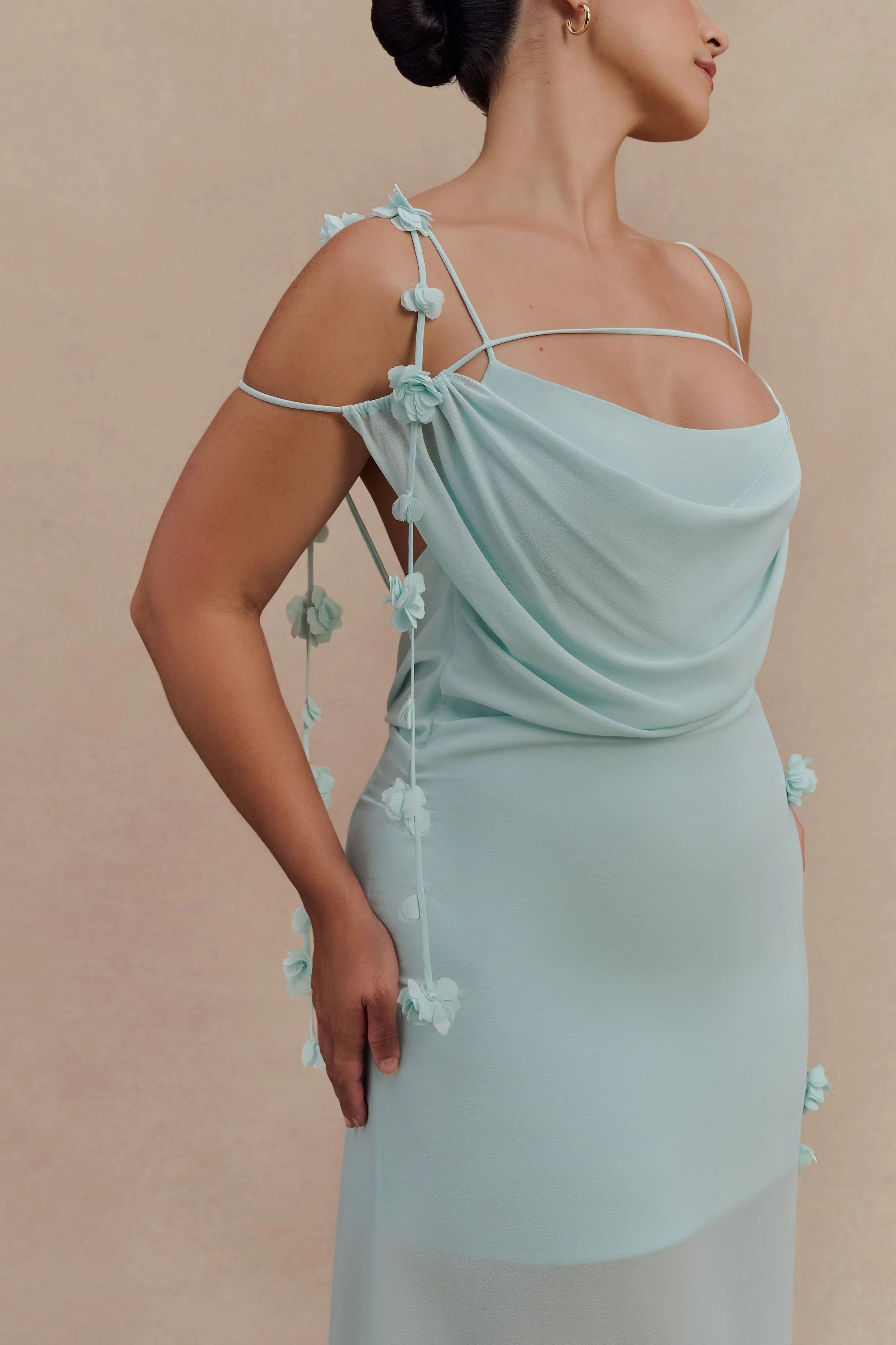 Rosalie Floral Chiffon Maxi Dress Lagoon
