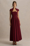 Scarlett Burgundy Square Neck Maxi Dress