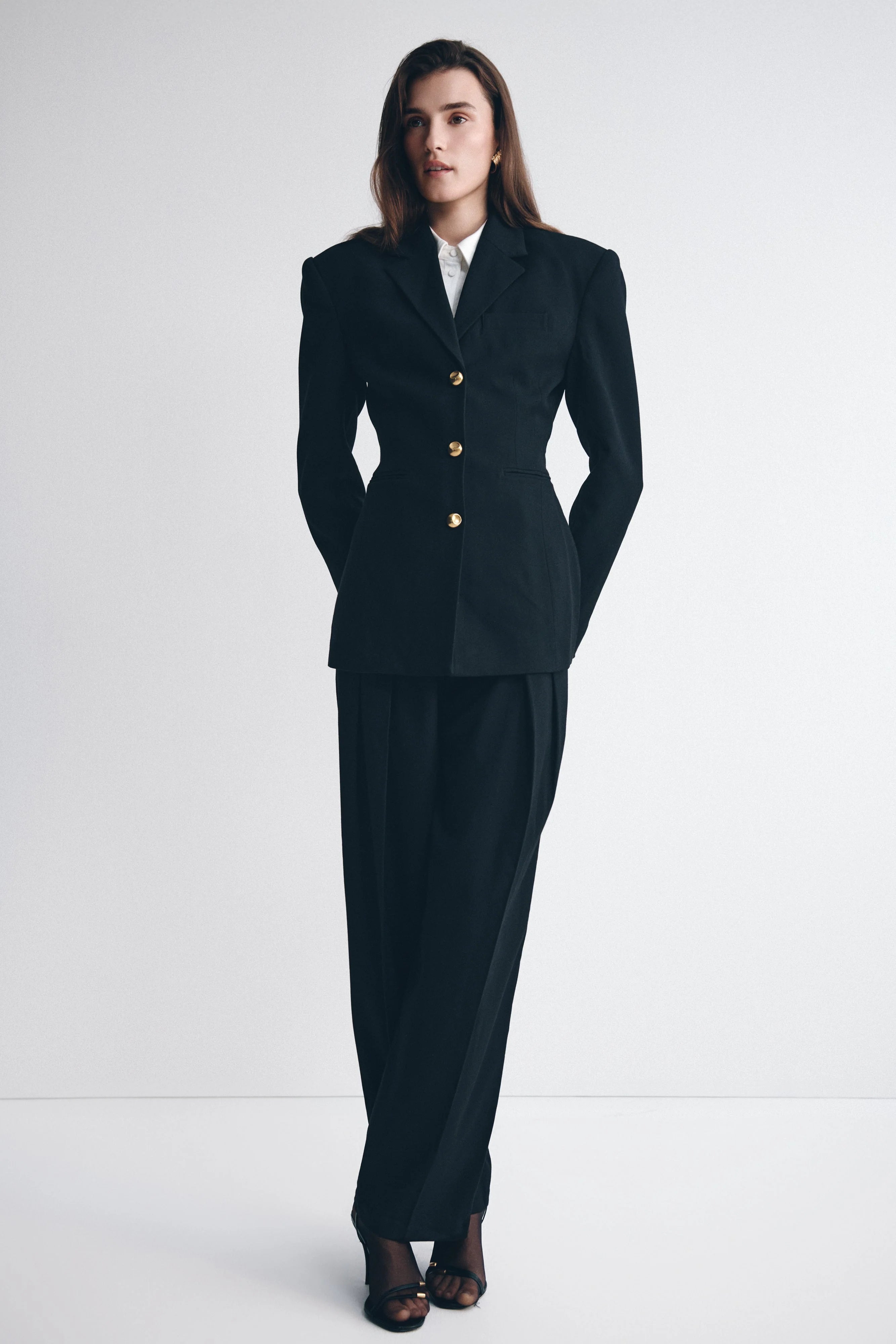 Penelope Pleated High Waisted Pants Black