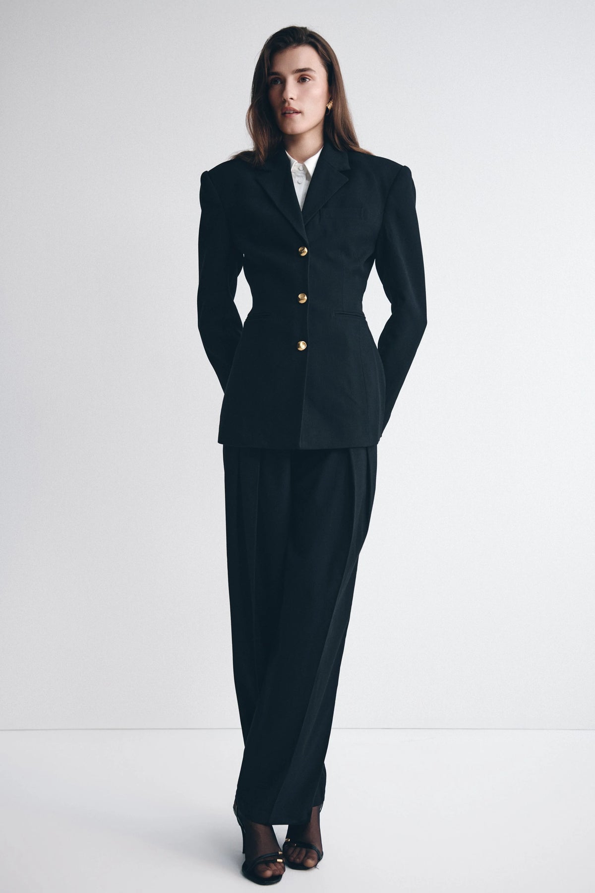 Penelope Pleated High Waisted Pants Black