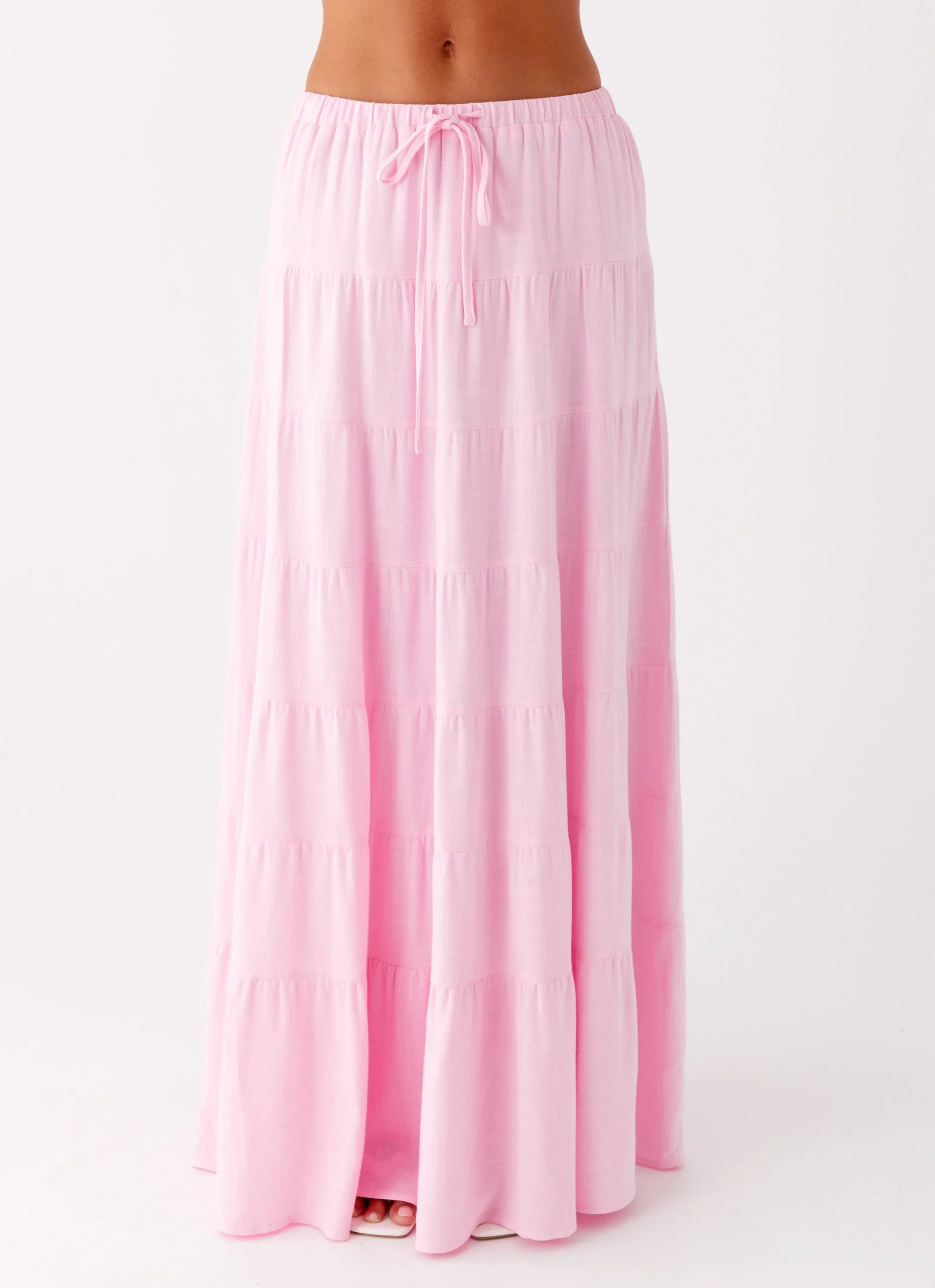 Mariella Linen Maxi Skirt Pink