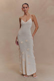 Suki Knit Maxi Dress With Flowers Nude
