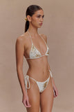 Huntleigh Crochet Bikini Bottom White Gold Sunshine Print