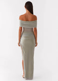 Nelly Off Shoulder Maxi Dress Pistachio