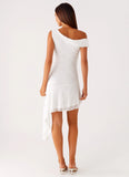 Rylee One Shoulder Midi Dress White