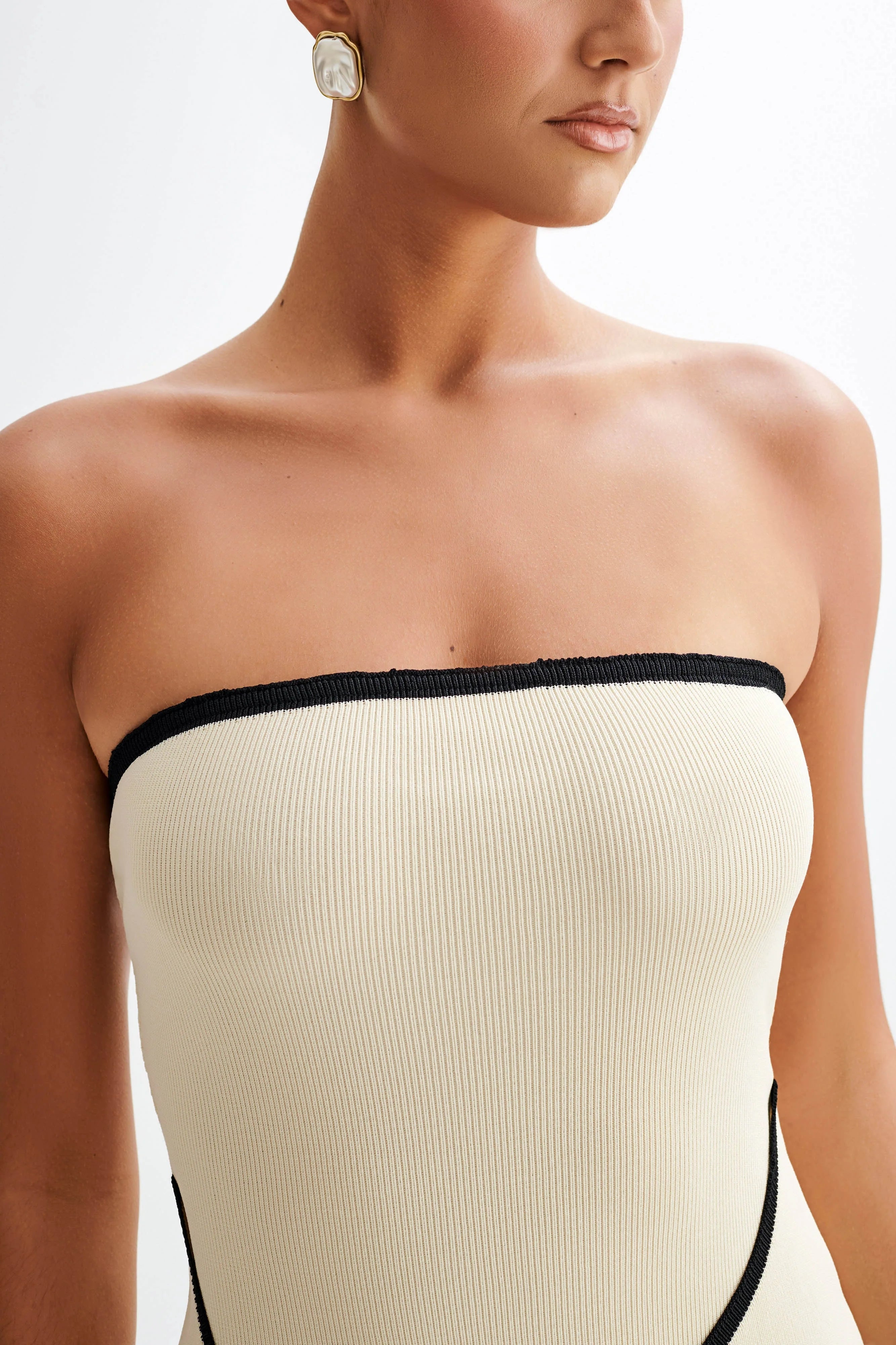 Rian Strapless Knit Mini Dress Cream