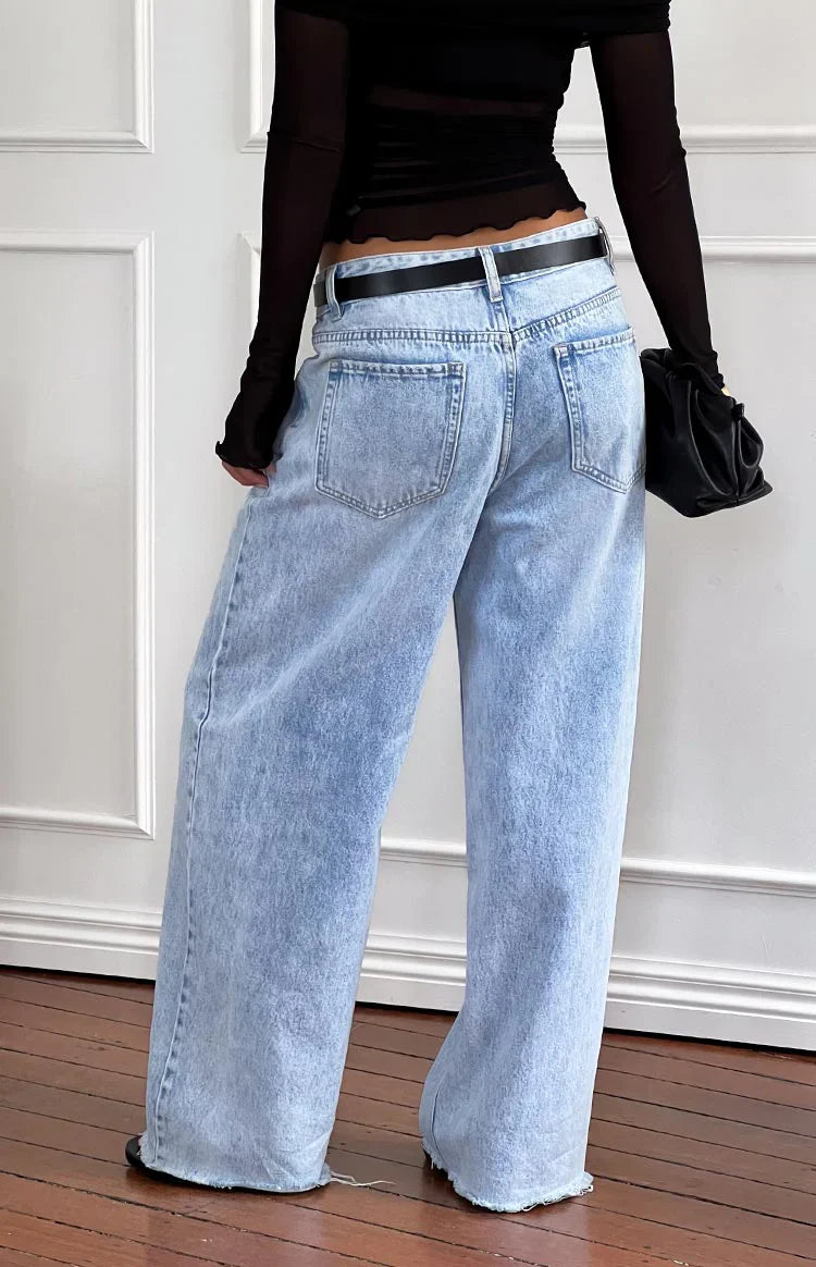 Shes Yours Light Wash Denim Wide Leg Boyfriend Jeans