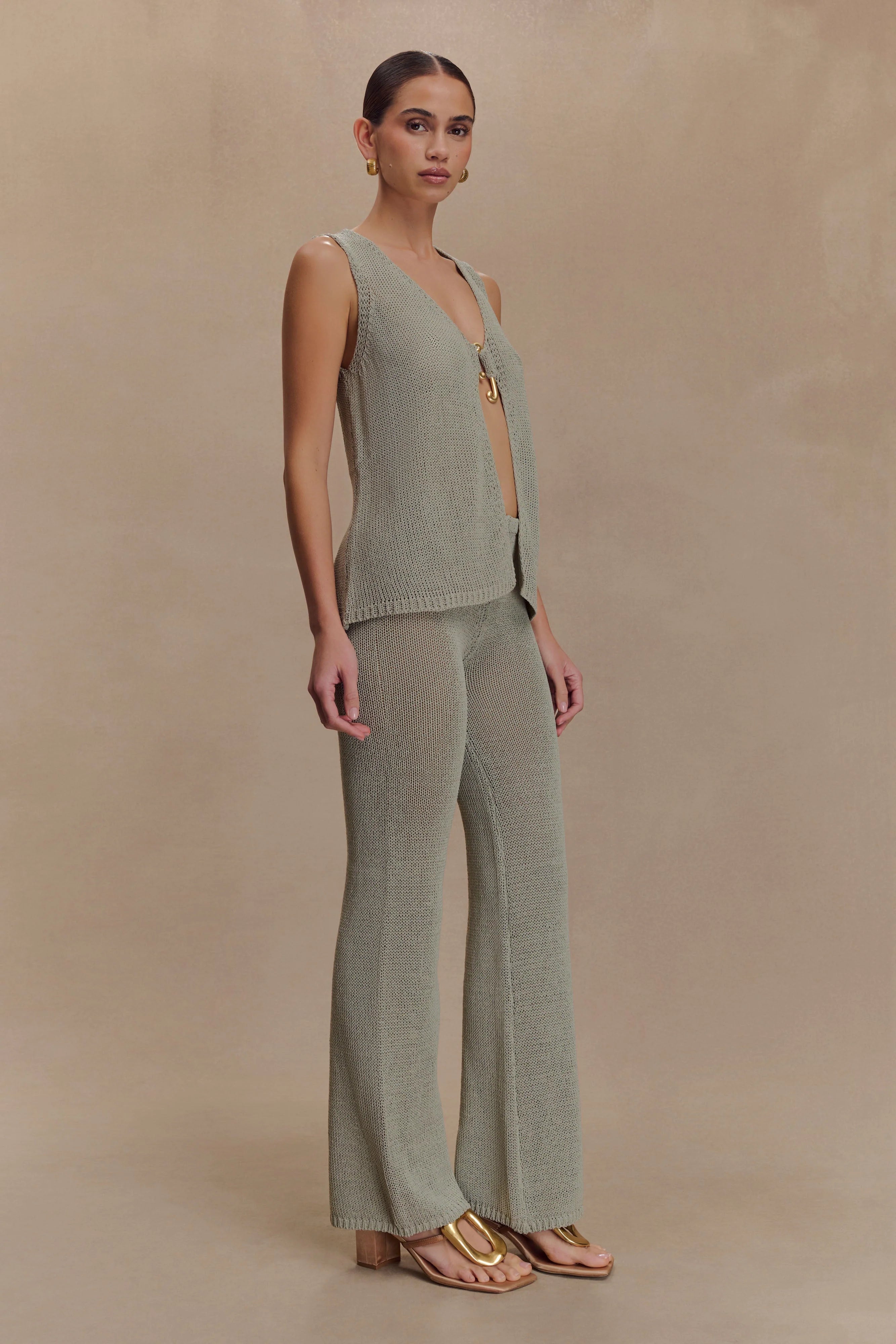 Malani Knit Top With Hardware Sage