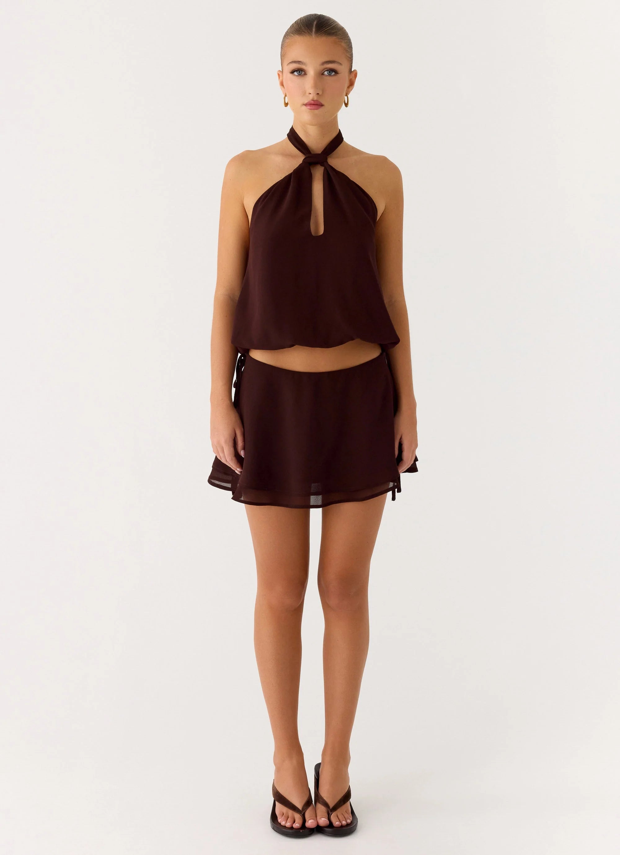 Everywhere I Go Mini Skirt Chocolate