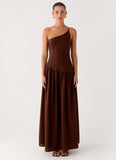 Thinking About You Linen Maxi Dress Brown